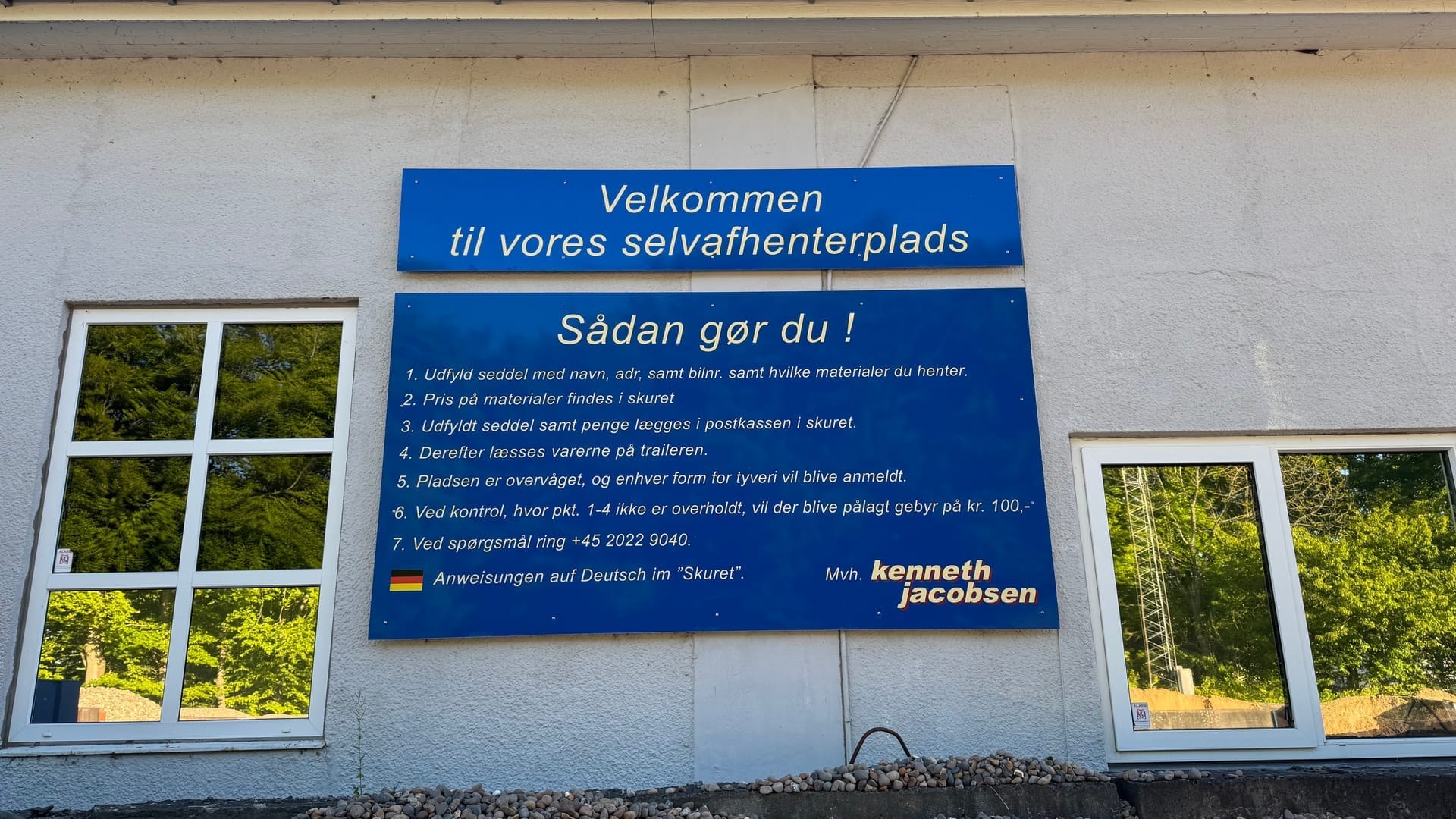Oversigt over selvhenterpladsen